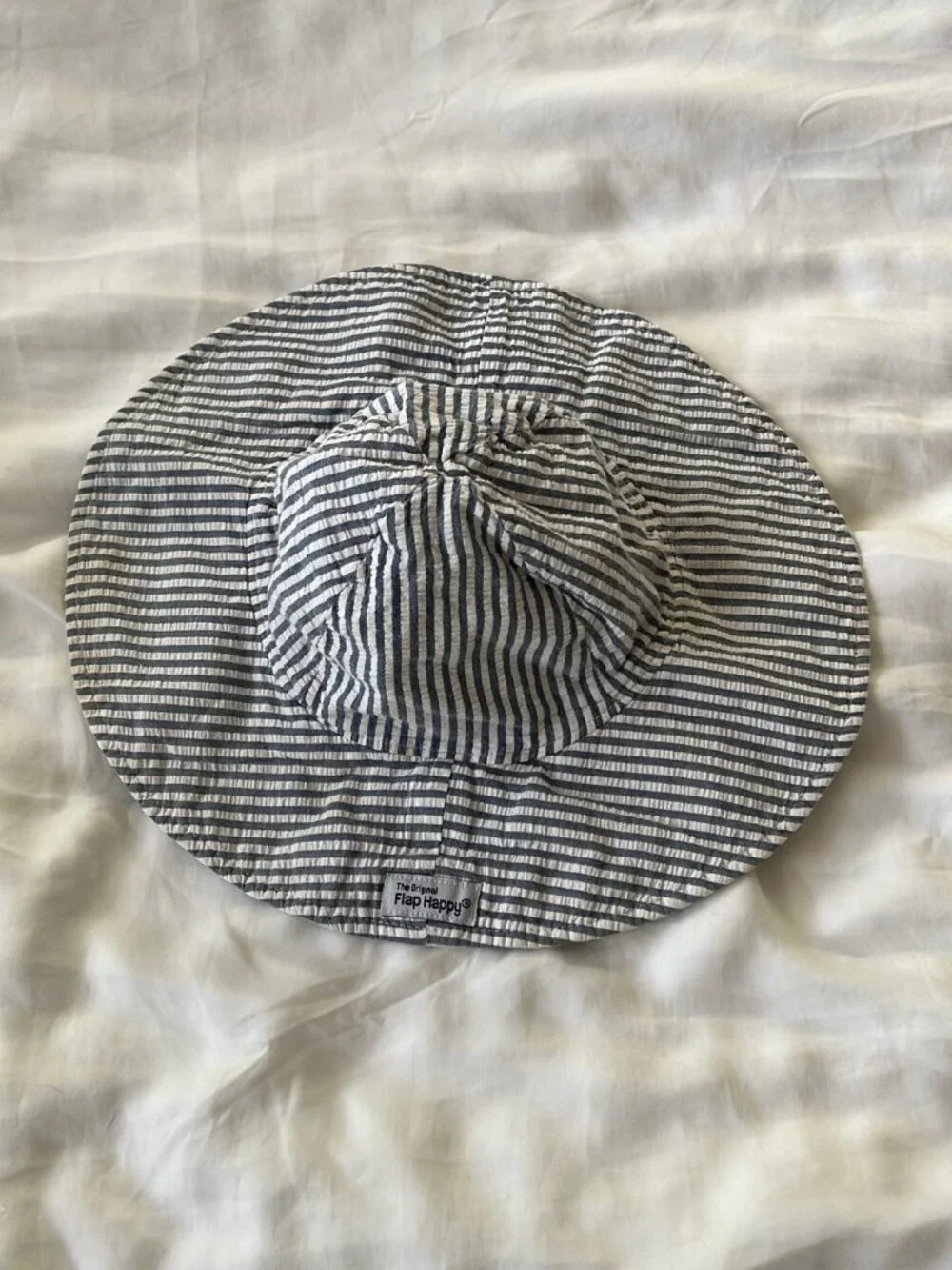 Flap Happy Seersucker Floppy Hat, XL